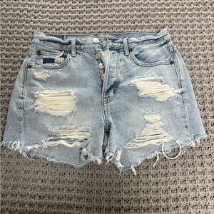 American Eagle Outfitters Ripped Light Blue Jean Shorts